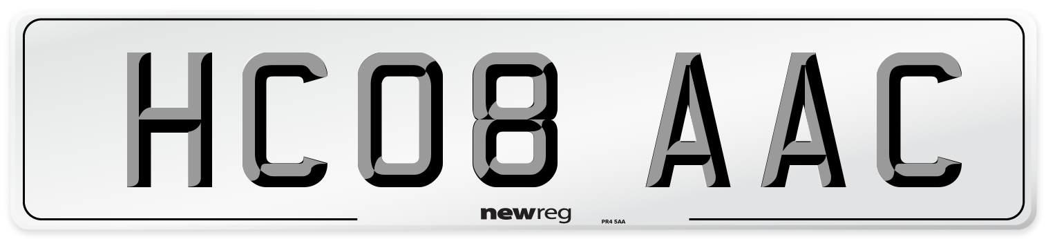 HC08 AAC Number Plate from New Reg